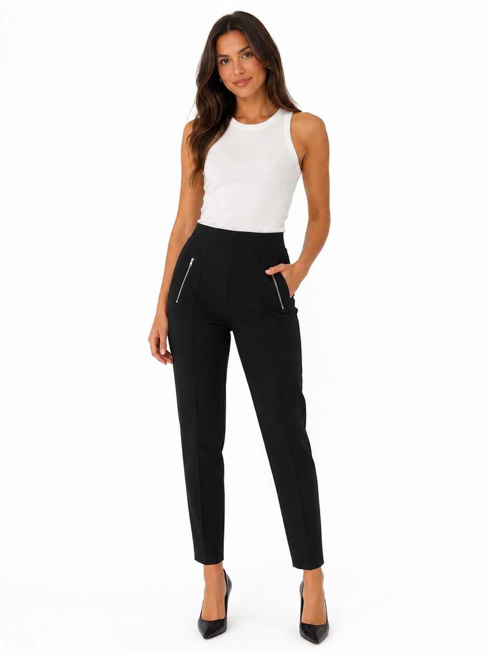 Just Be…Black Zipper Pocket Tapered Dress Pants - 0511